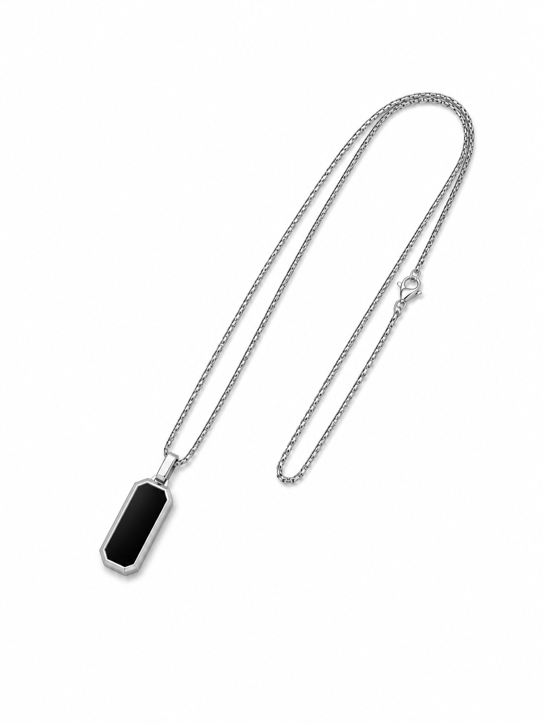 VELAR™ Mirror Tag Pendant - Silver Black