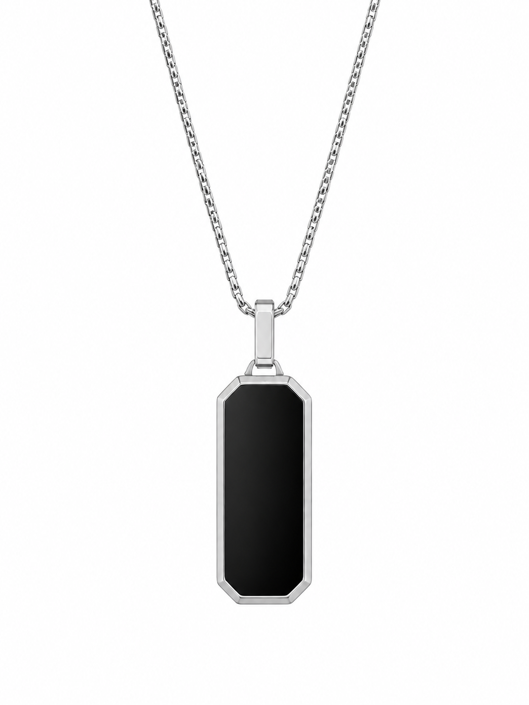 VELAR™ Mirror Tag Pendant - Silver Black