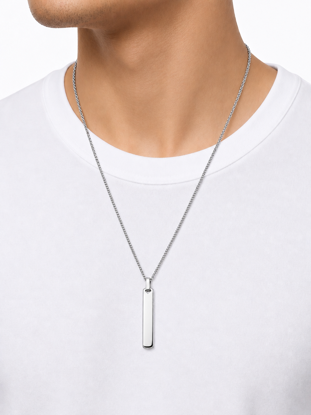 VELAR™ Edge Bar Pendant – Silver